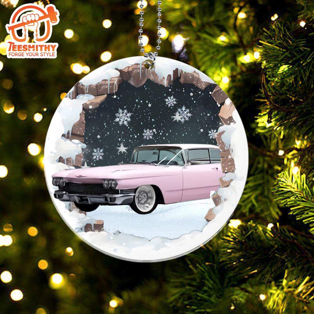 Christmas 2024  1960 Cadillac DeVille Pink Christmas Ornament