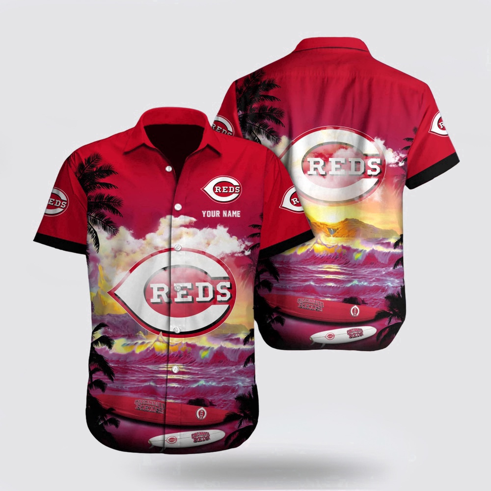 Customized MLB Cincinnati Reds Hawaiian Shirt Surfing In Style For Fan MLB