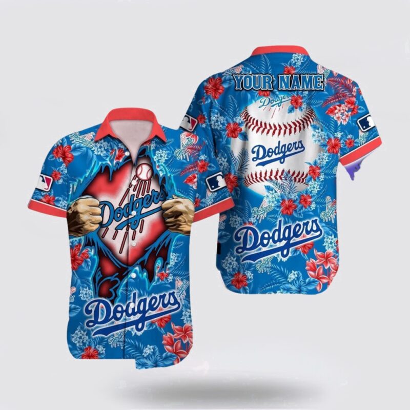 Customized MLB Los Angeles Dodgers Hawaiian Shirt Tropical Pattern For Fan MLB