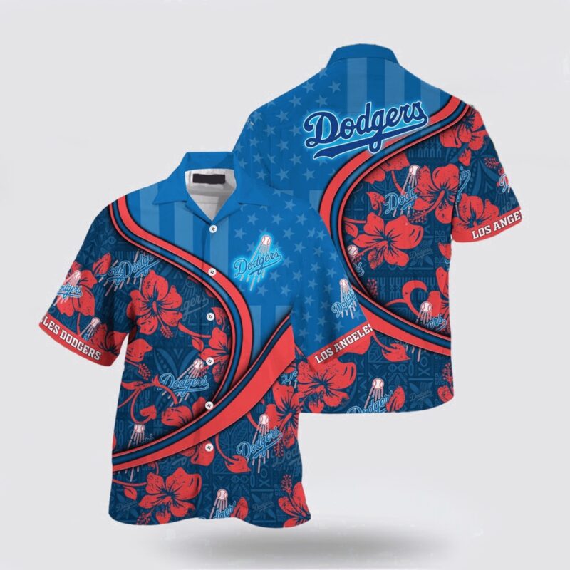 Customized MLB Los Angeles Dodgers Hawaiian Shirt Us Flag Summer Aloha For Fan MLB
