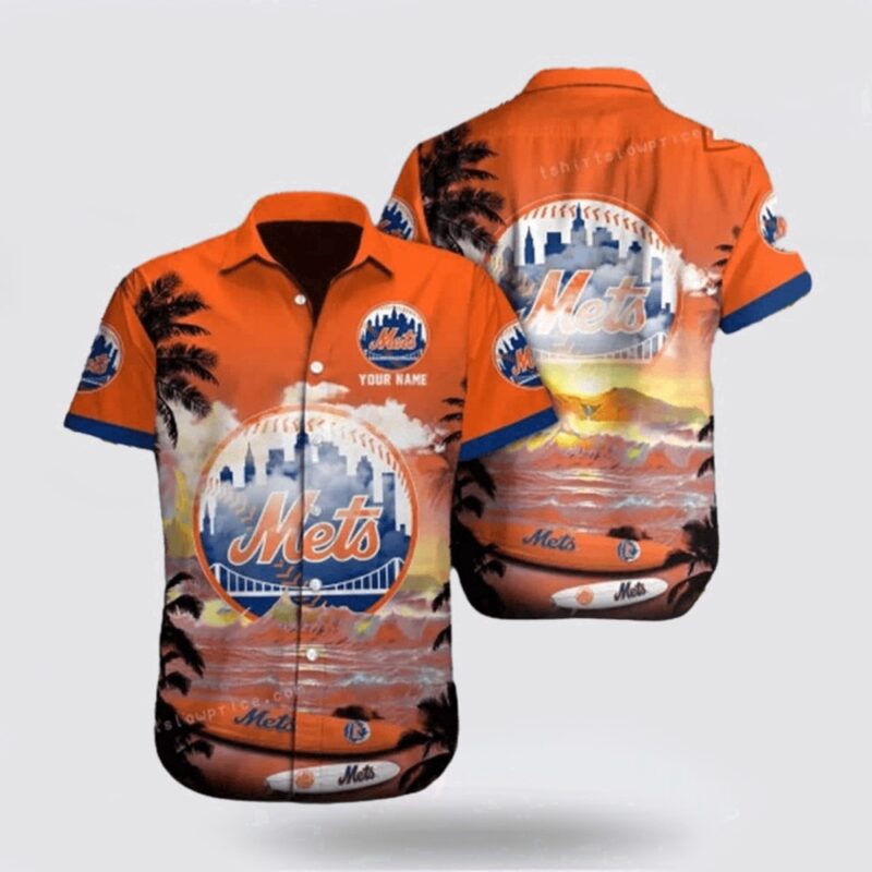 Customized MLB New York Mets Hawaiian Shirt Surfing In Style For Fan MLB