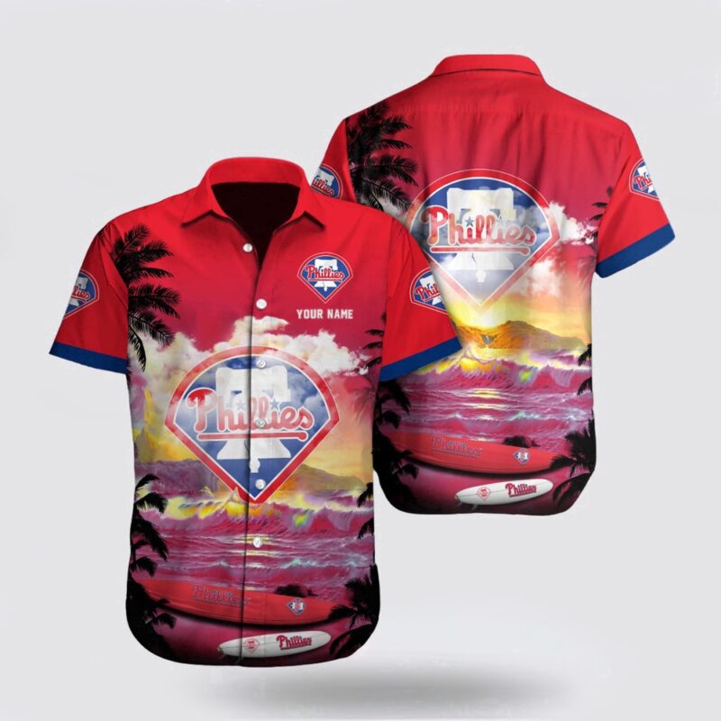 Customized MLB Philadelphia Phillies Hawaiian Shirt Surfing In Style For Fan MLB