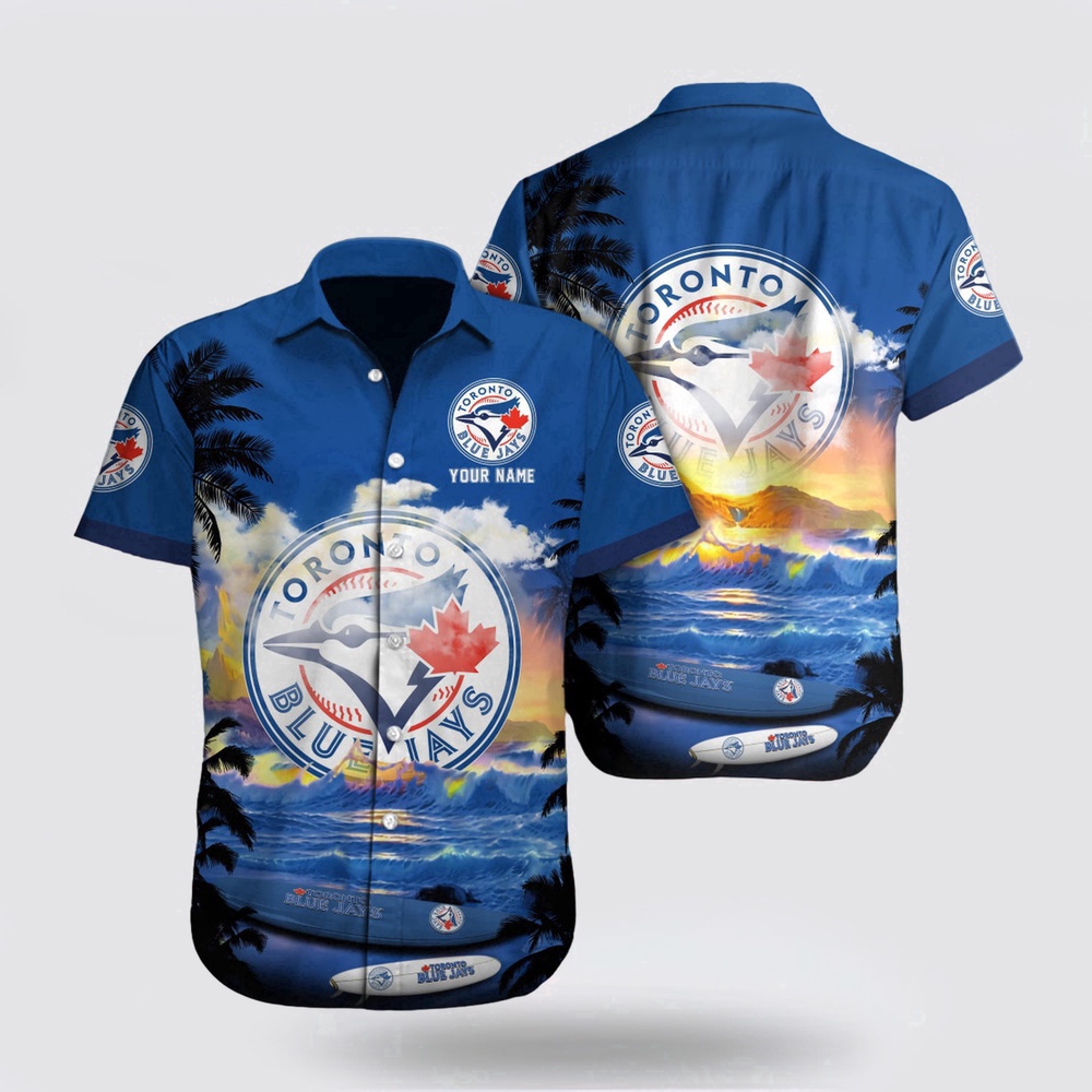 Customized MLB Toronto Blue Jays Hawaiian Shirt Motifs On Beach For Fan MLB