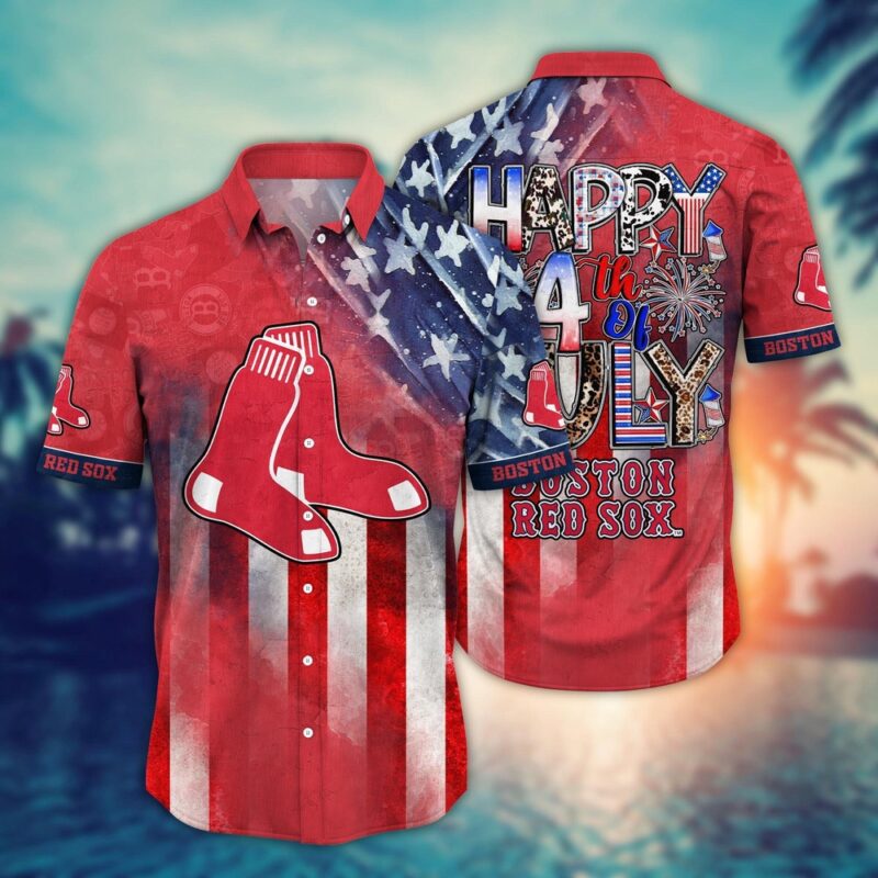 MLB BosTon Red Sox Hawaii Shirt Independence Day Trendy Hawaiian Tops For Cool Fans