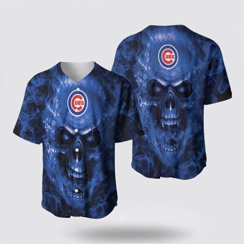 MLB Chicago Cubs Baseball Jersey Skull Harmony Of Skull And Baseball For Fans