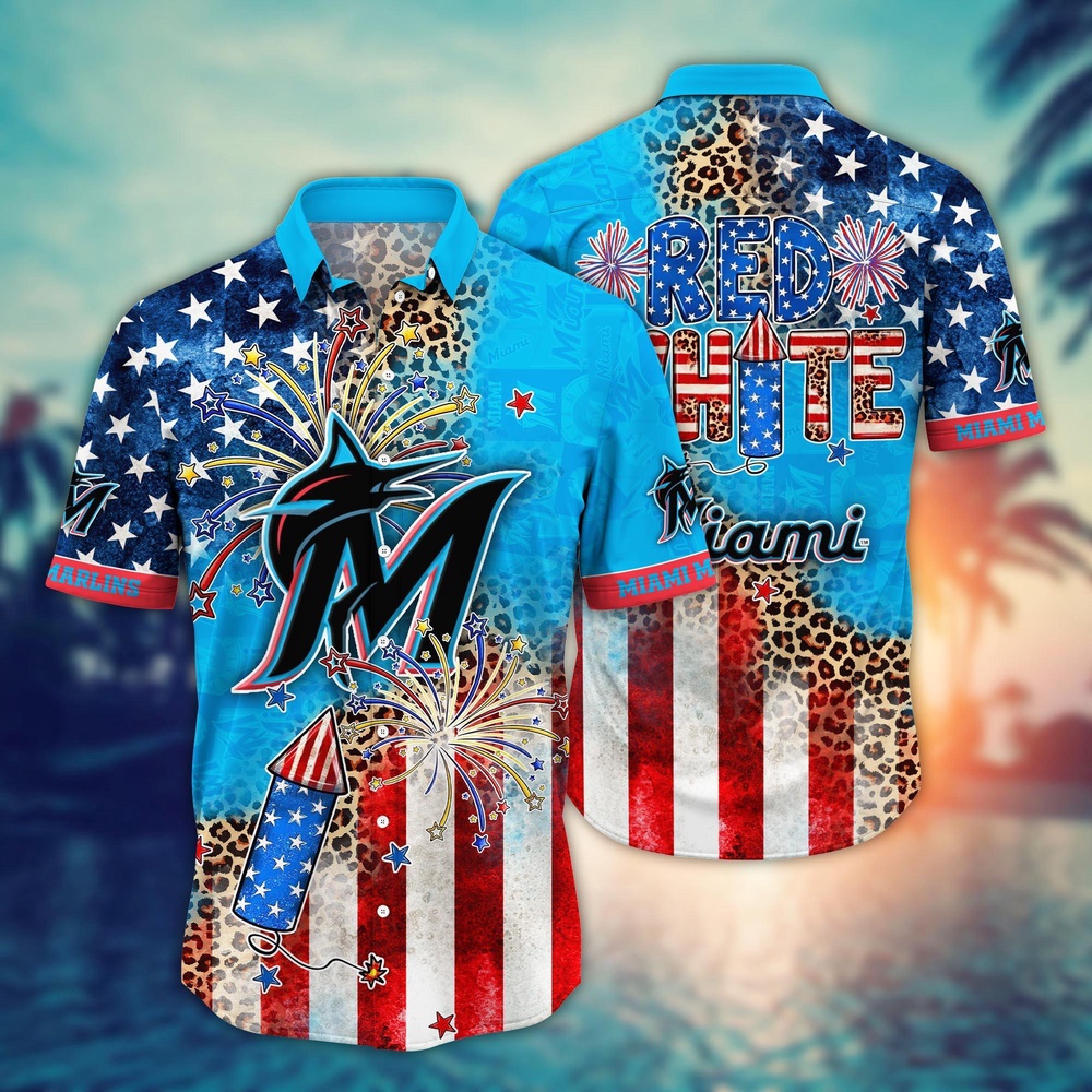 MLB Miami Marlins Hawaii Shirt Independence Day Vibrant Aloha For Cool Fans