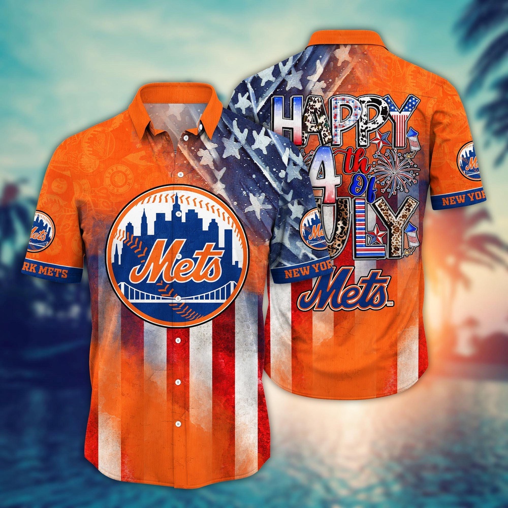 MLB New York Mets Hawaii Shirt Independence Day Trendy Hawaiian Tops For Cool Fans