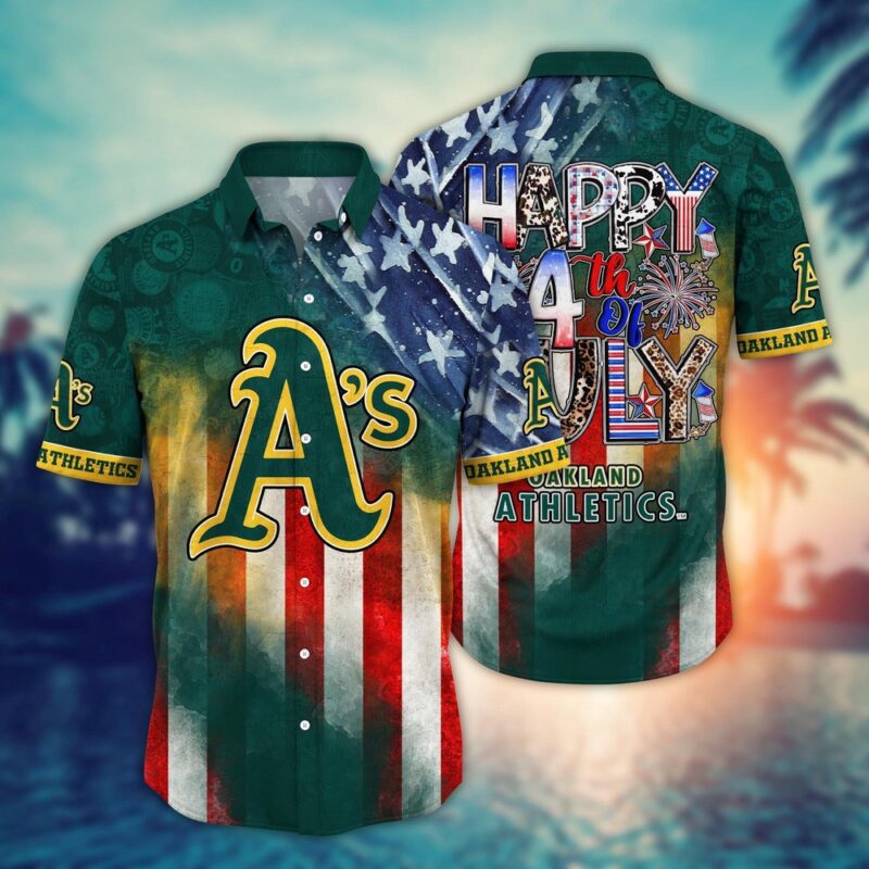 MLB Oakland Athletics Hawaii Shirt Independence Day Trendy Hawaiian Tops For Cool Fans