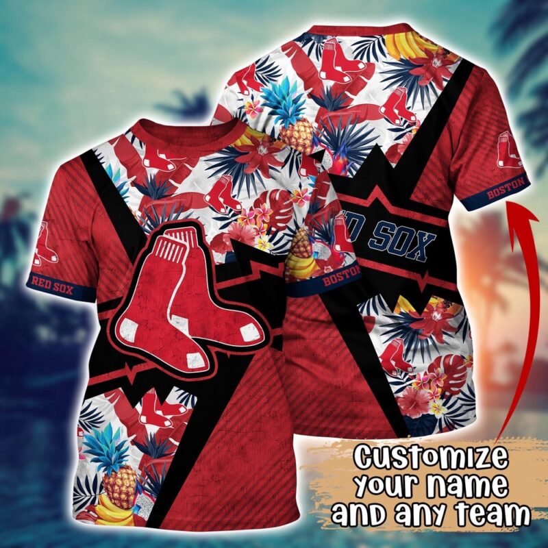 Customized MLB Boston Red Sox 3D T-Shirt Aloha Vibes For Sports Enthusiasts