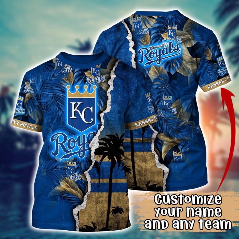 Customized MLB Kansas City Royals 3D T-Shirt Tropic MLB Style For Sports Enthusiasts