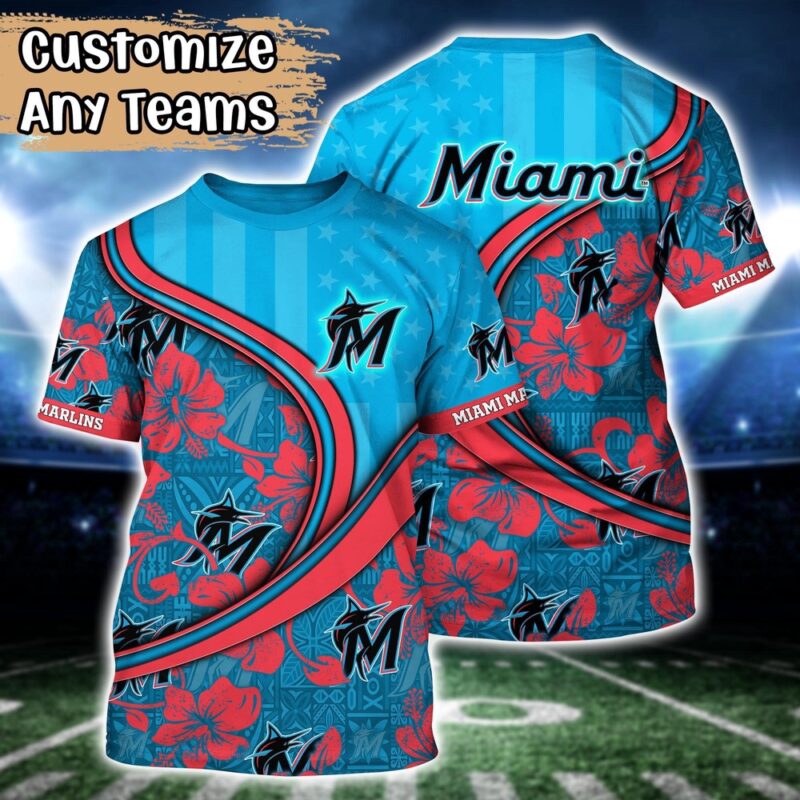 Customized MLB Miami Marlins 3D T-Shirt Aloha Grand Slam For Sports Enthusiasts