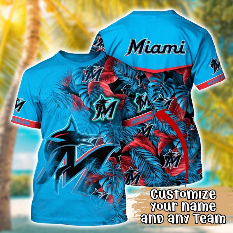 Customized MLB Miami Marlins 3D T-Shirt Summer Symphony For Sports Enthusiasts
