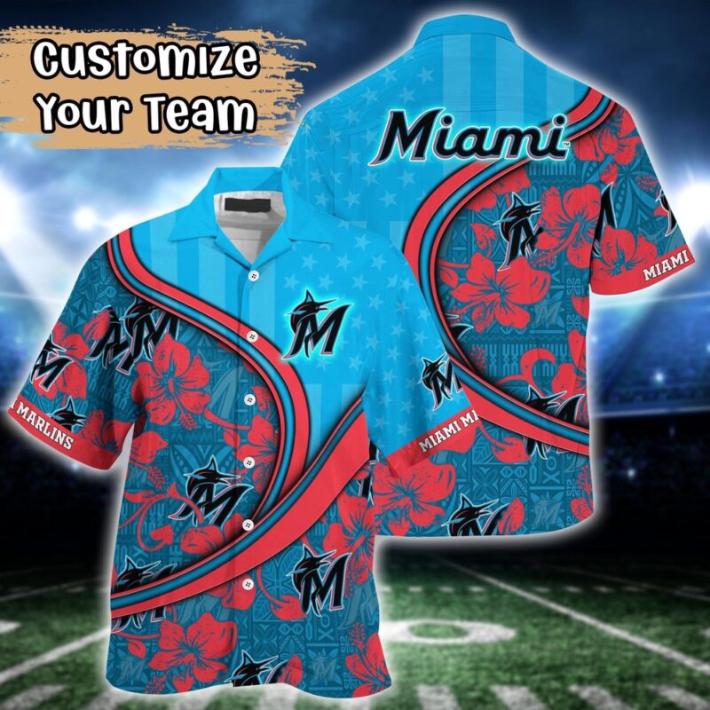 Customized MLB Miami Marlins Hawaiian Shirt Harmony Hues For Fans