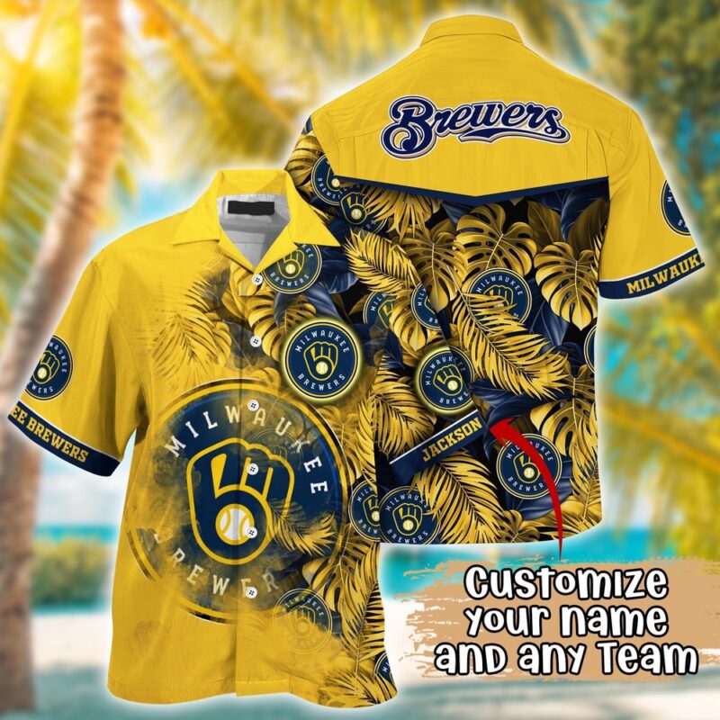 Customized MLB Milwaukee Brewers Hawaiian Shirt Radiant Rhythms For Fans
