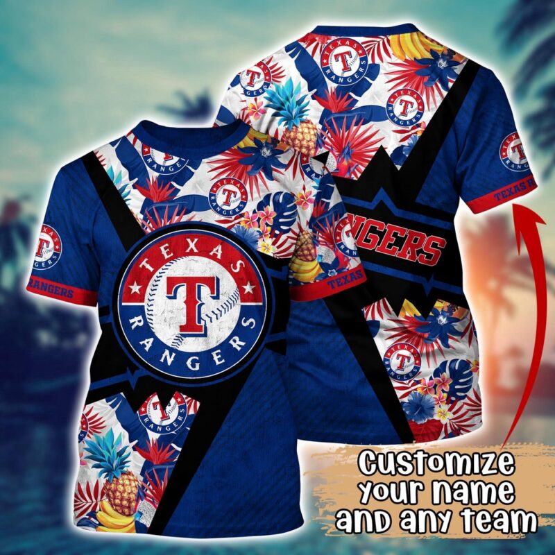 Customized MLB Texas Rangers 3D T-Shirt Aloha Vibes For Sports Enthusiasts