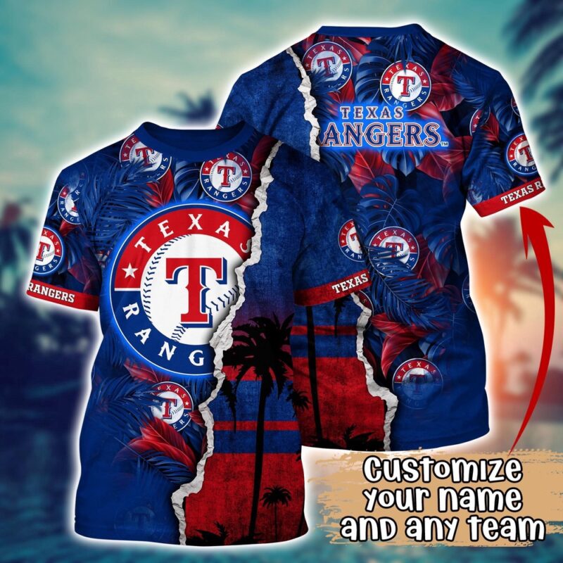 Customized MLB Texas Rangers 3D T-Shirt Tropic MLB Style For Sports Enthusiasts
