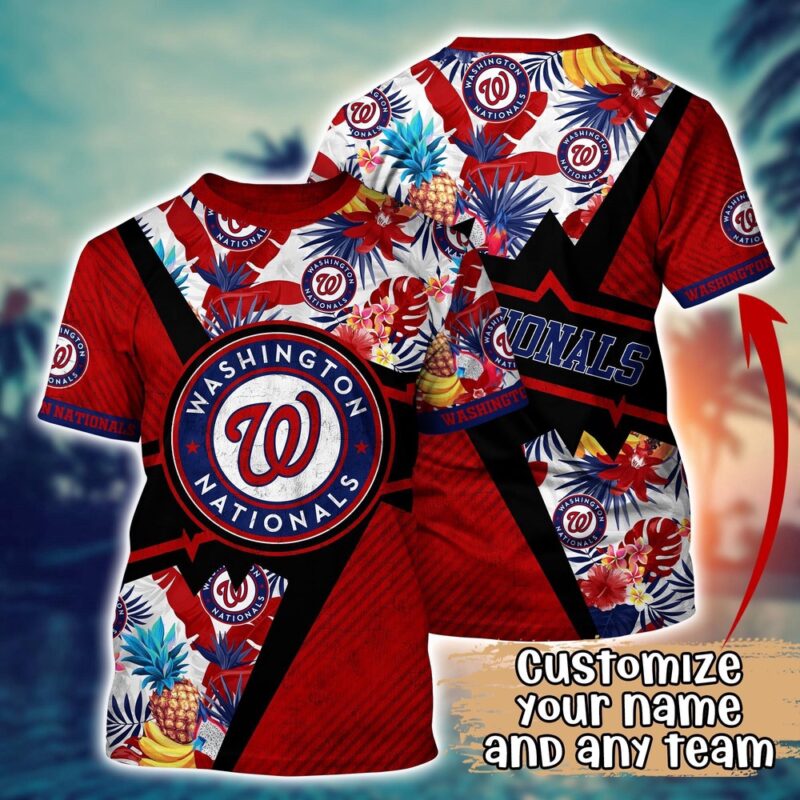 Customized MLB Washington Nationals 3D T-Shirt Aloha Vibes For Sports Enthusiasts