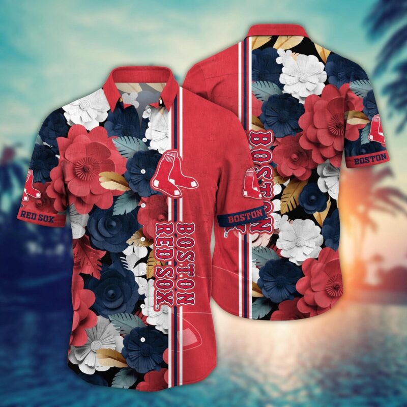 MLB Boston Red Sox Hawaiian Shirt Fashion Frenzy in Floral For Sport Fan