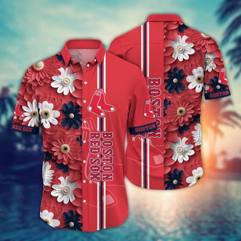 MLB Boston Red Sox Hawaiian Shirt Floral Finesse For Sports Fans