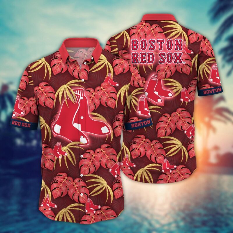 MLB Boston Red Sox Hawaiian Shirt Floral Symphony Gift For Fans