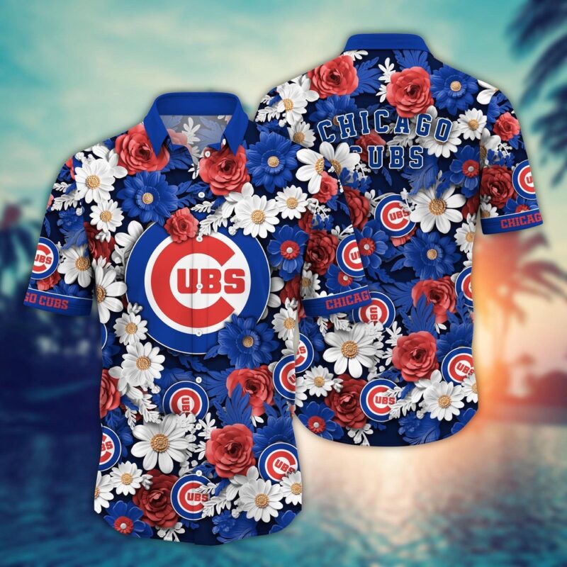 MLB Chicago Cubs Hawaiian Shirt Flower Floral Fusion Fashion For Fans