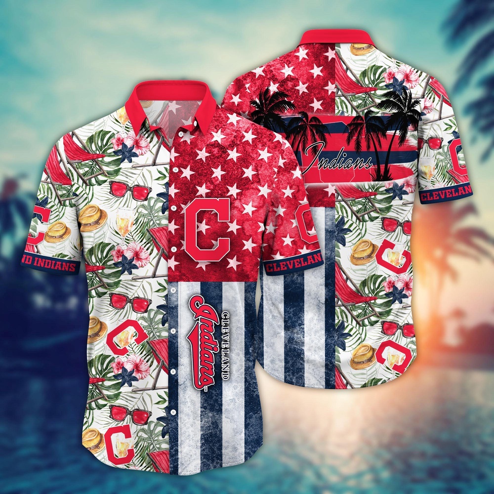 MLB Cleveland Indians Hawaiian Shirt Flower Home Run Threads For Fans