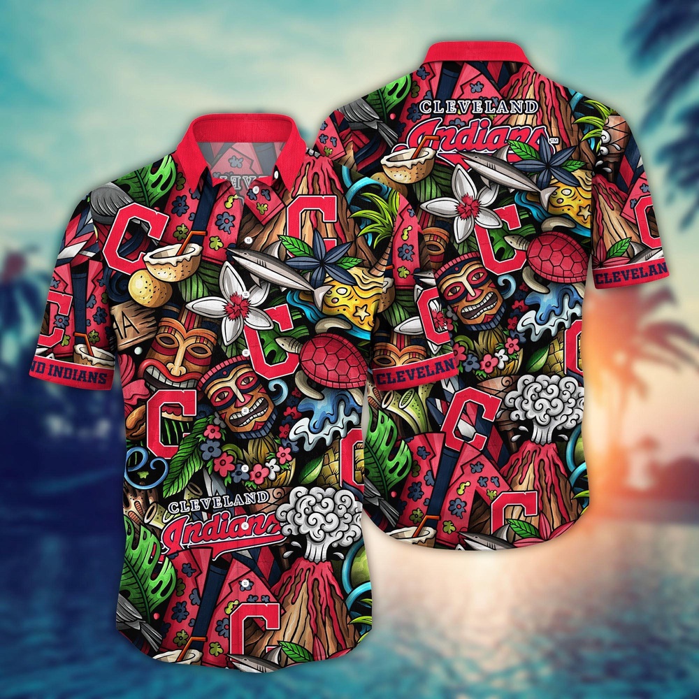 MLB Cleveland Indians Hawaiian Shirt Flower Strike A Style Statement For Fans