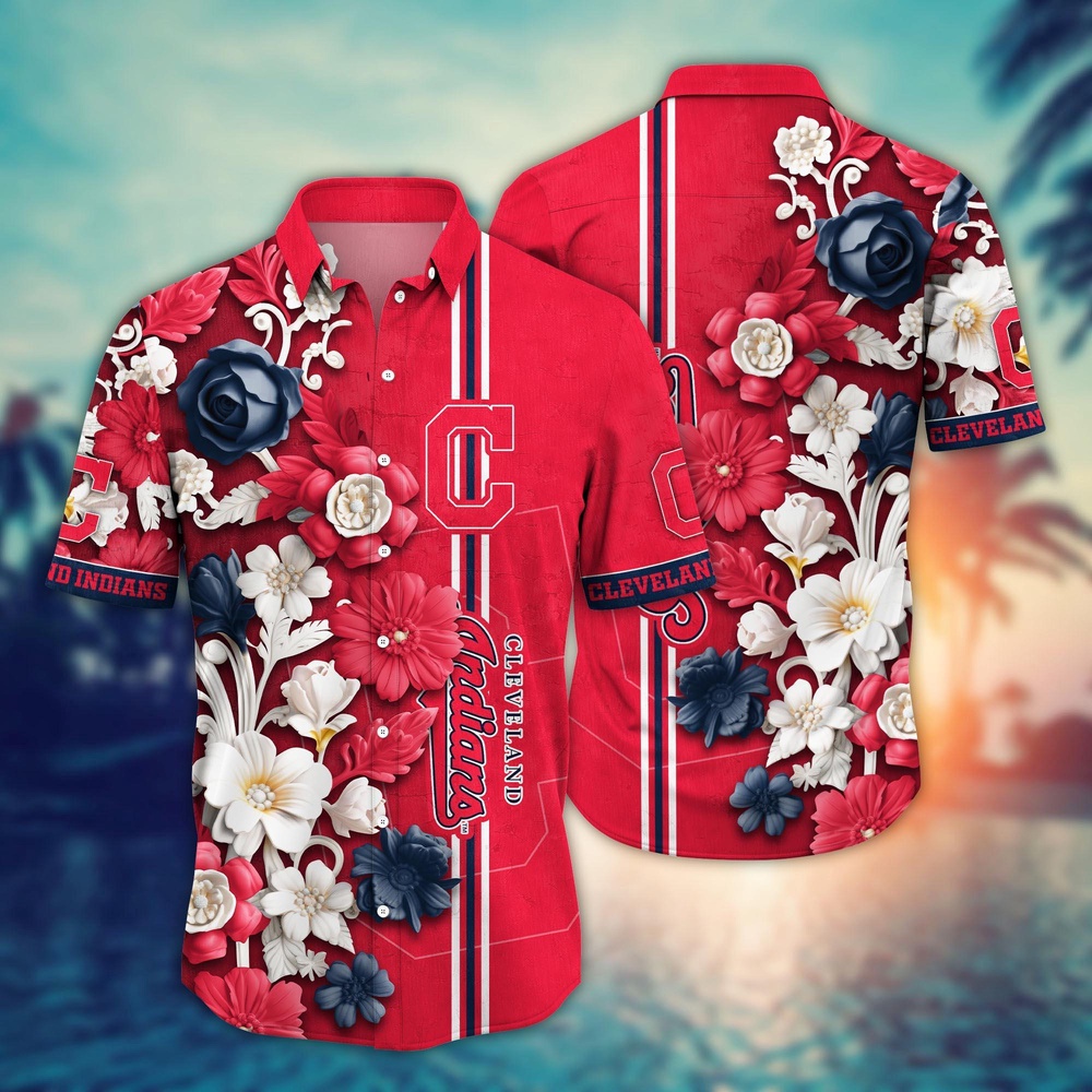 MLB Cleveland Indians Hawaiian Shirt MLB Luau League Looks For Sport Fan