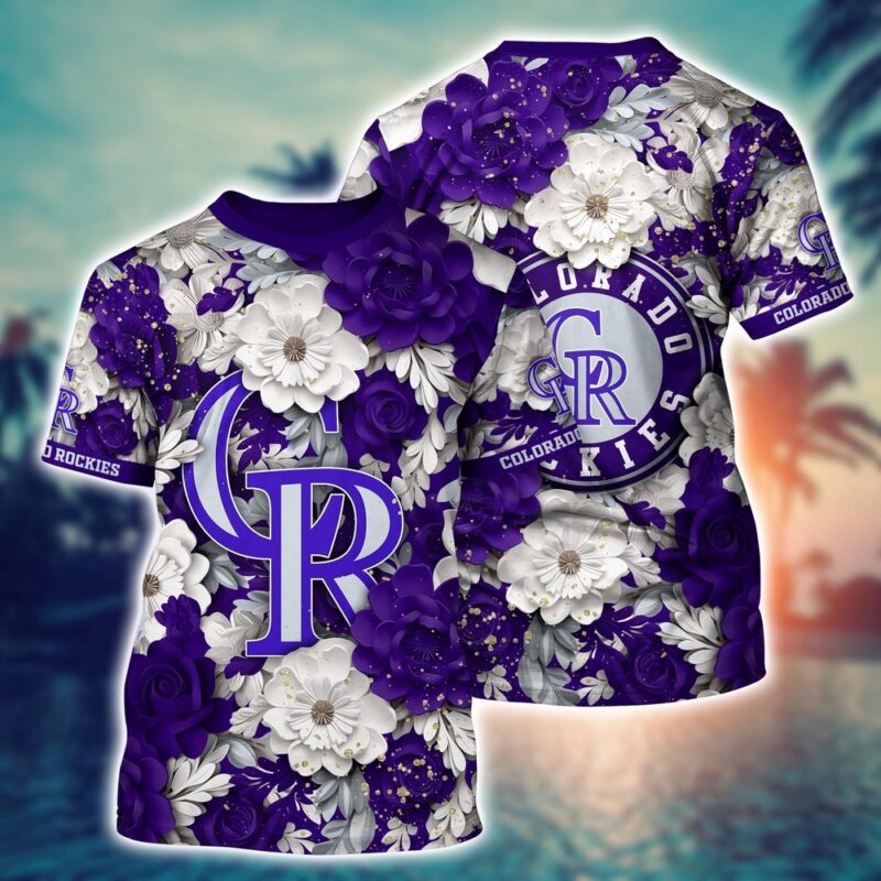MLB Colorado Rockies 3D T-Shirt Flower Tropical For Sports Enthusiasts