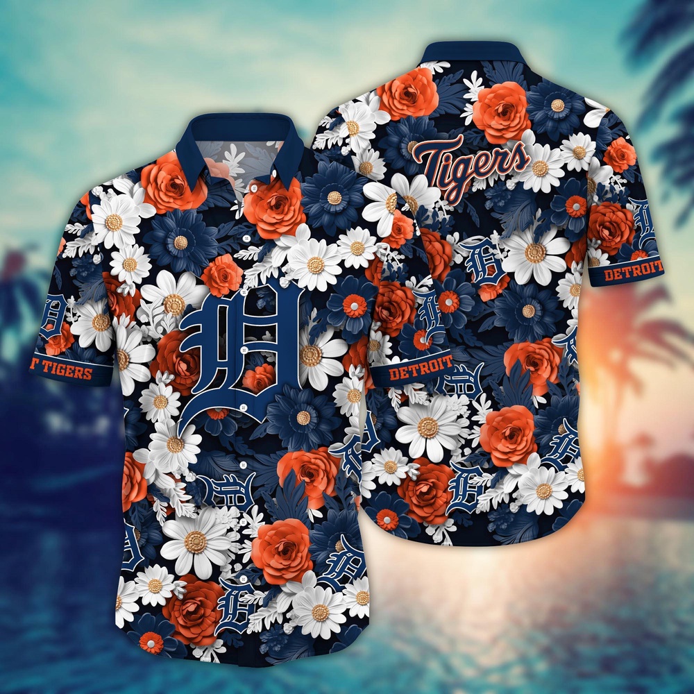 MLB Detroit Tigers Hawaiian Shirt Flower Floral Fusion Fashion For Fans