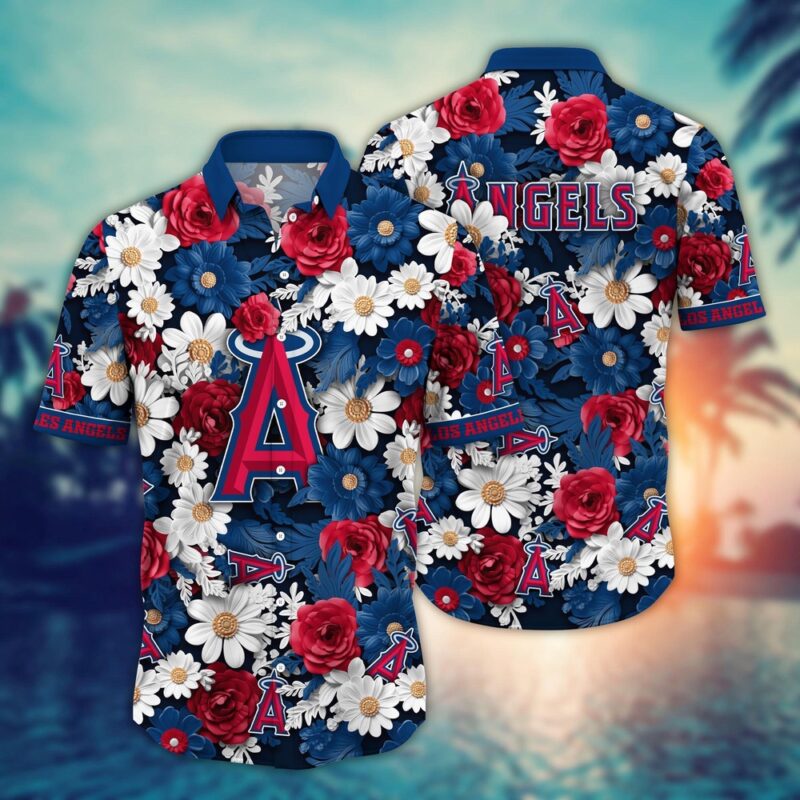 MLB Los Angeles Angels Hawaiian Shirt Flower Floral Fusion Fashion For Fans