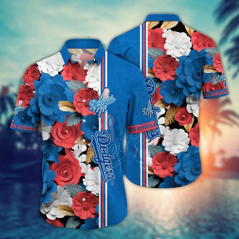 MLB Los Angeles Dodgers Hawaiian Shirt Fashion Frenzy in Floral For Sport Fan