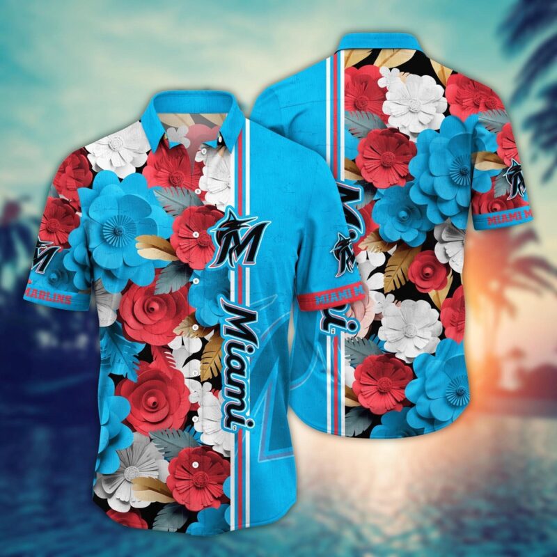 MLB Miami Marlins Hawaiian Shirt Fashion Frenzy in Floral For Sport Fan