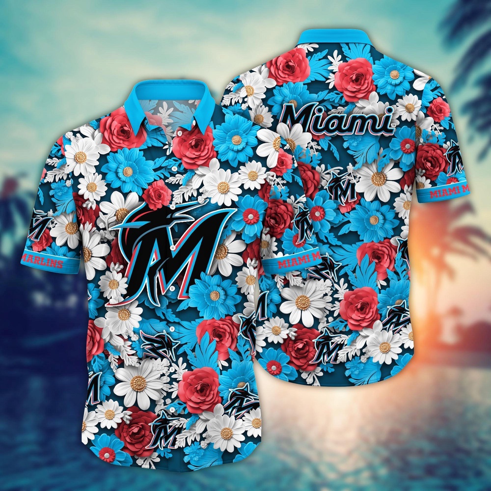 MLB Miami Marlins Hawaiian Shirt Flower Floral Fusion Fashion For Fans