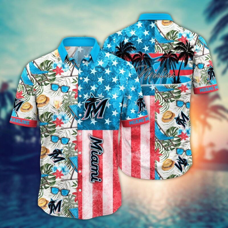 MLB Miami Marlins Hawaiian Shirt Flower Home Run Threads For Fans