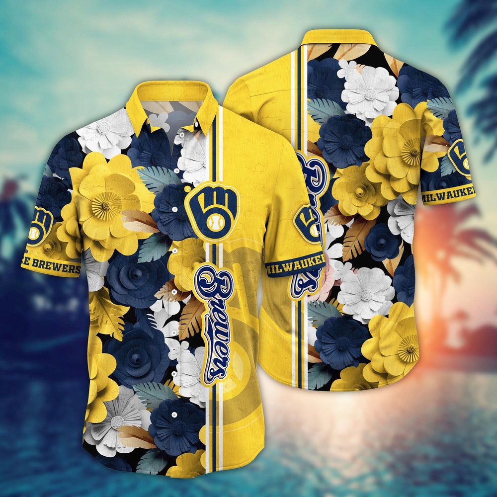 MLB Milwaukee Brewers Hawaiian Shirt Fashion Frenzy in Floral For Sport Fan