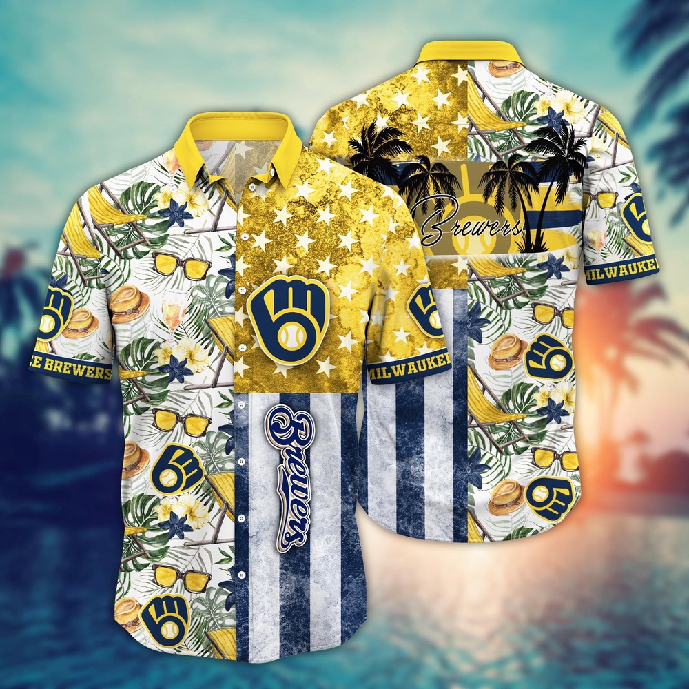 MLB Milwaukee Brewers Hawaiian Shirt Flower Home Run Threads For Fans