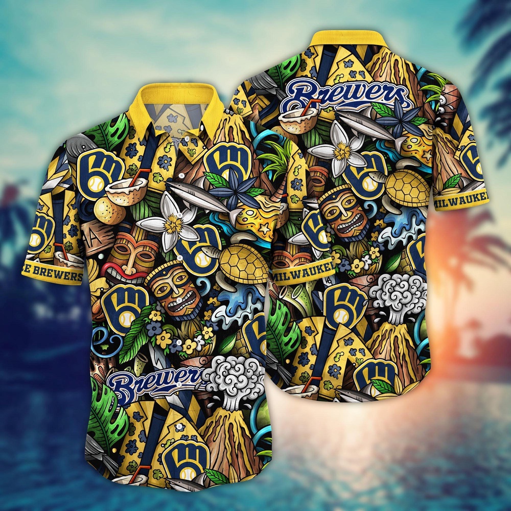 MLB Milwaukee Brewers Hawaiian Shirt Flower Strike A Style Statement For Fans