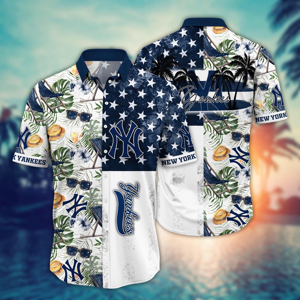 MLB New York Yankees Hawaiian Shirt Flower Home Run Threads For Fans