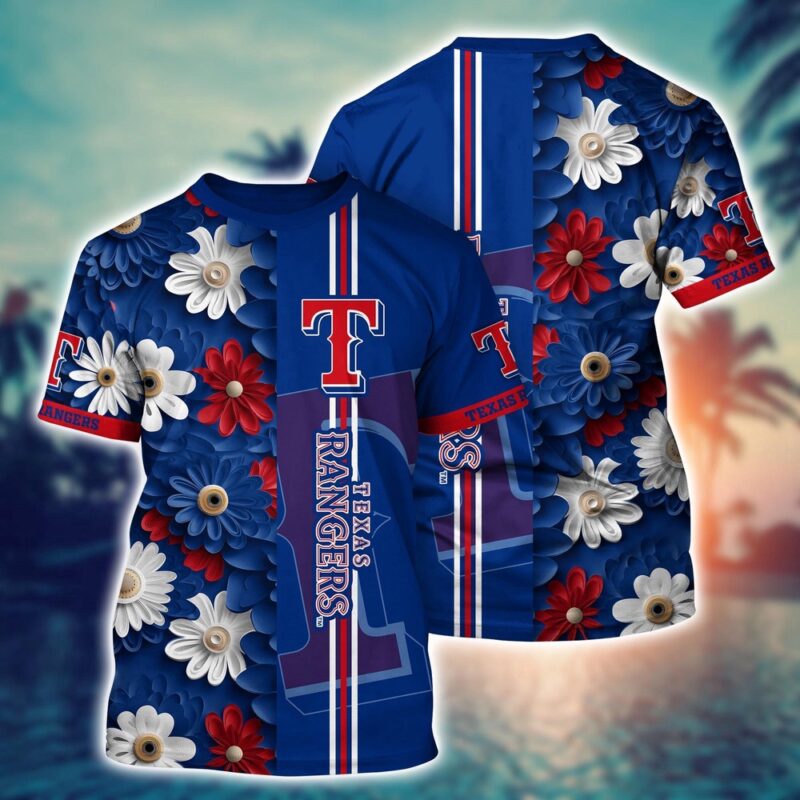 MLB Texas Rangers 3D T-Shirt Blossom Bloom For Sports Enthusiasts
