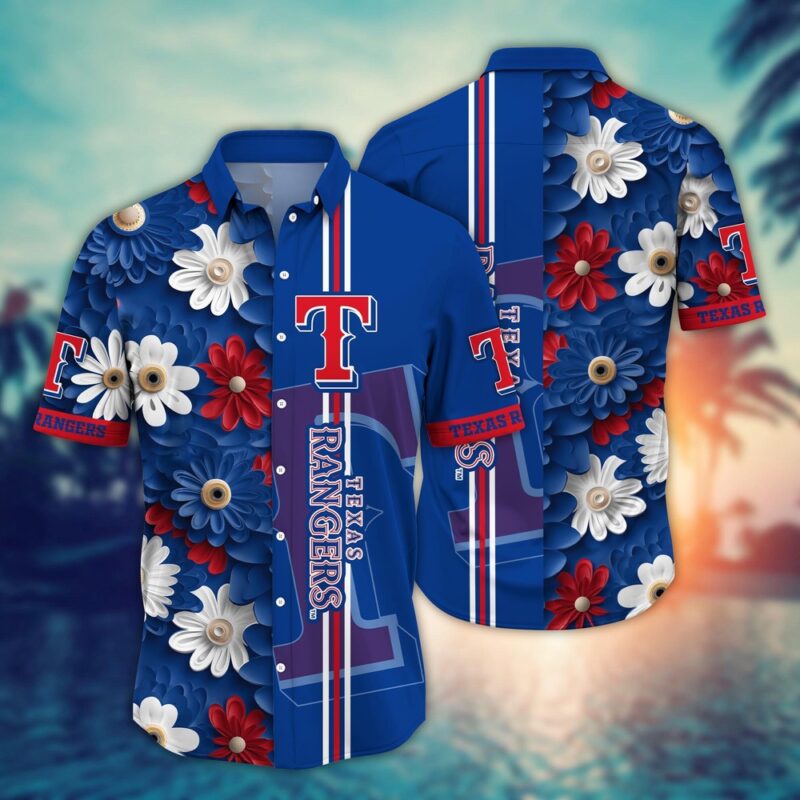 MLB Texas Rangers Hawaiian Shirt Floral Finesse For Sports Fans