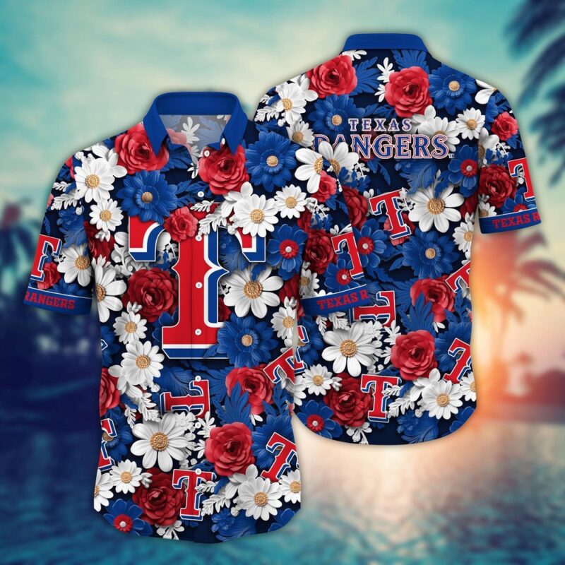 MLB Texas Rangers Hawaiian Shirt Flower Floral Fusion Fashion For Fans