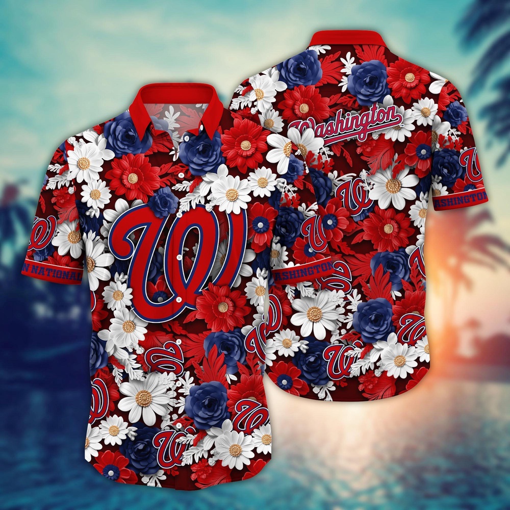 MLB Washington Nationals Hawaiian Shirt Flower Floral Fusion Fashion For Fans