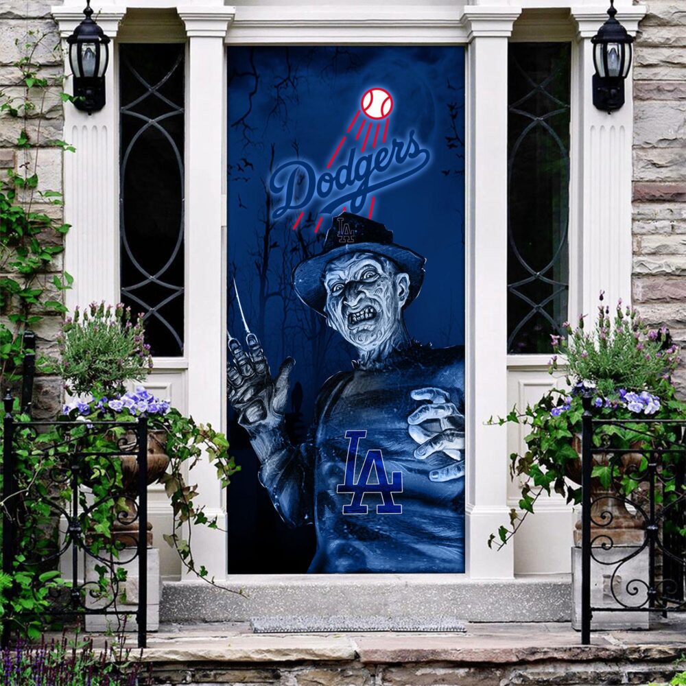 MLB Los Angeles Dodgers Door Cover Halloween Killer Freddy Krueger