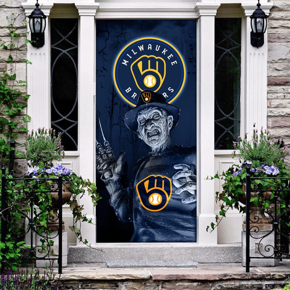 MLB Milwaukee Brewers Door Cover Halloween Killer Freddy Krueger