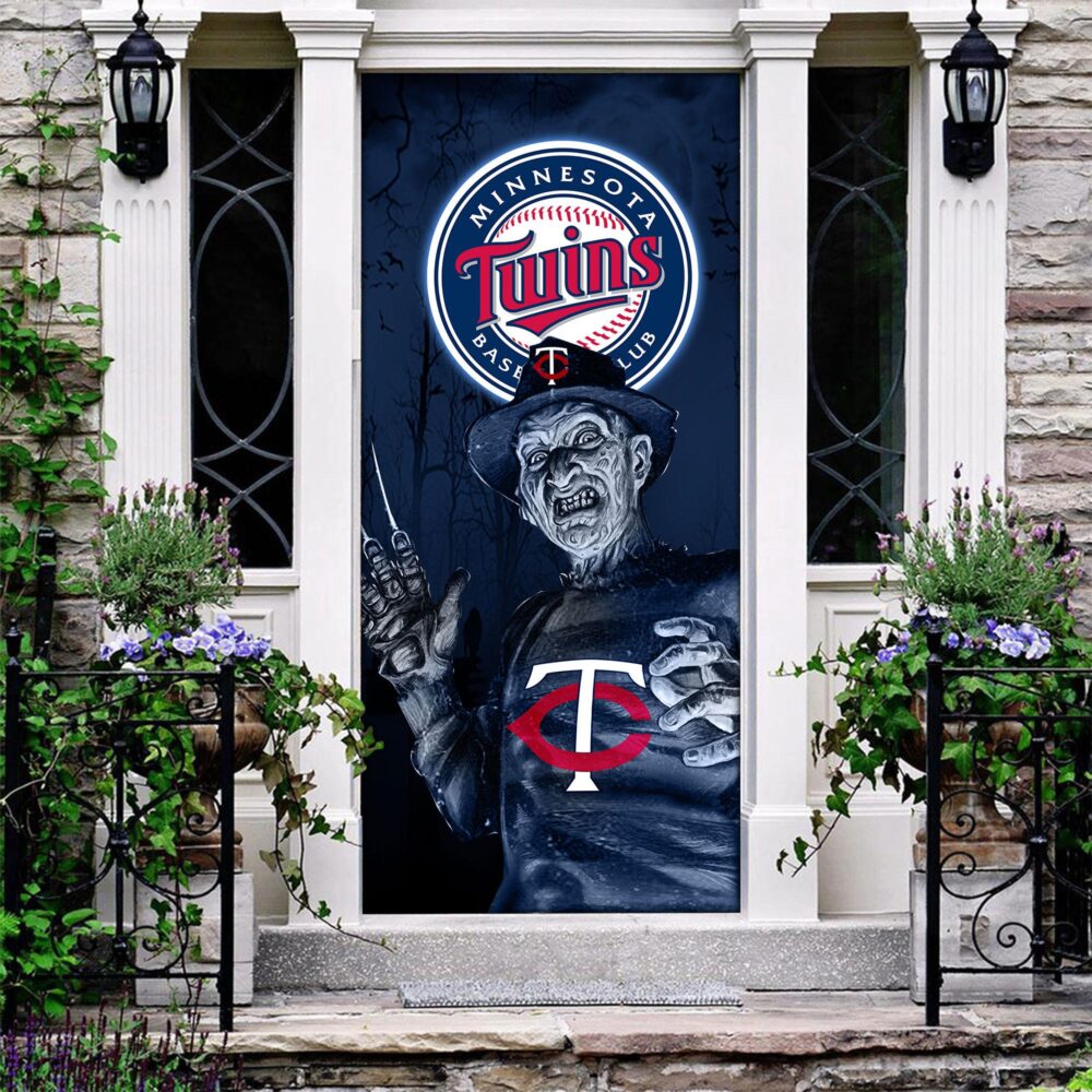 MLB Minnesota Twins Door Cover Halloween Killer Freddy Krueger