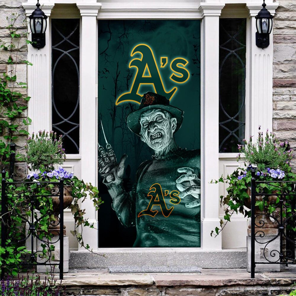 MLB Oakland Athletics Door Cover Halloween Killer Freddy Krueger