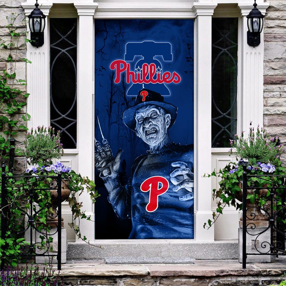 MLB Philadelphia Phillies Door Cover Halloween Killer Freddy Krueger