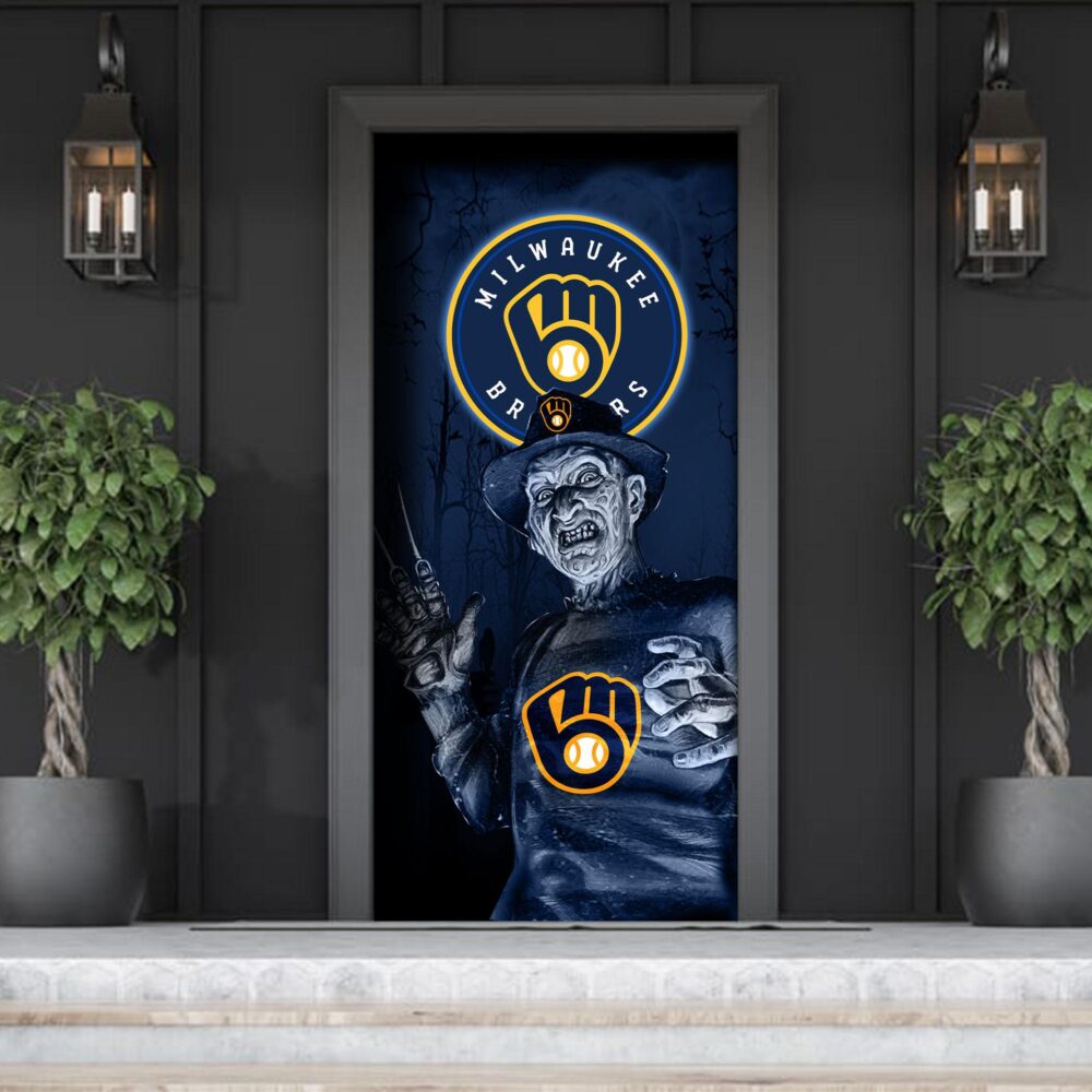 MLB Milwaukee Brewers Door Cover Halloween Killer Freddy Krueger