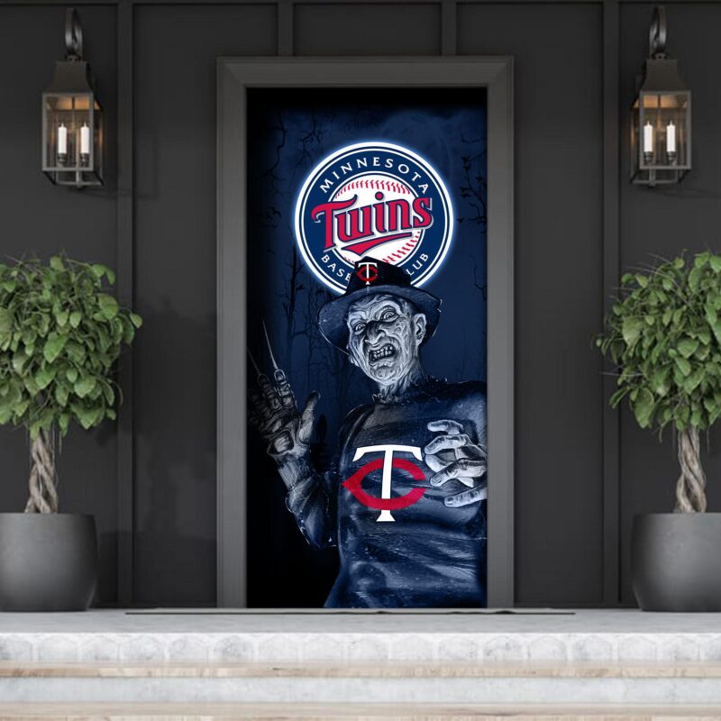 MLB Minnesota Twins Door Cover Halloween Killer Freddy Krueger
